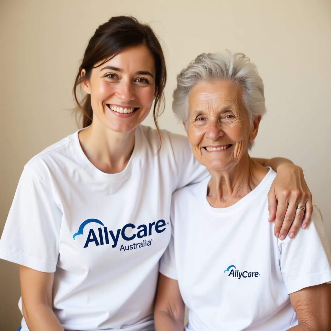Happy caregiver and elderly person